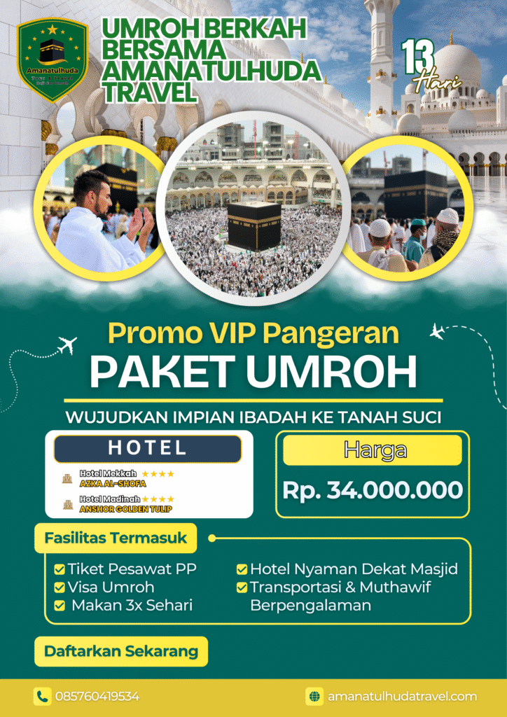 hijau dan kuning modern promo spesial paket umroh poster
